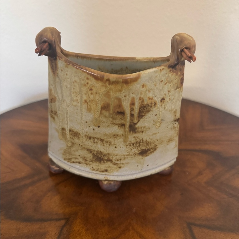 Betsy Gray Porcelain Rustic Vase Art Piece with Earthy Tones - Picture 2 of 13